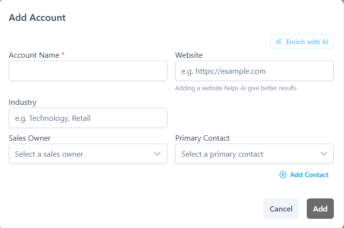 Add account form