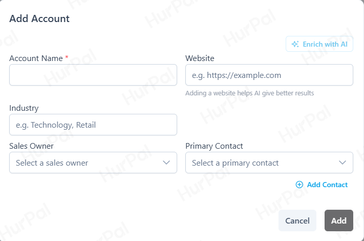 Add account form
