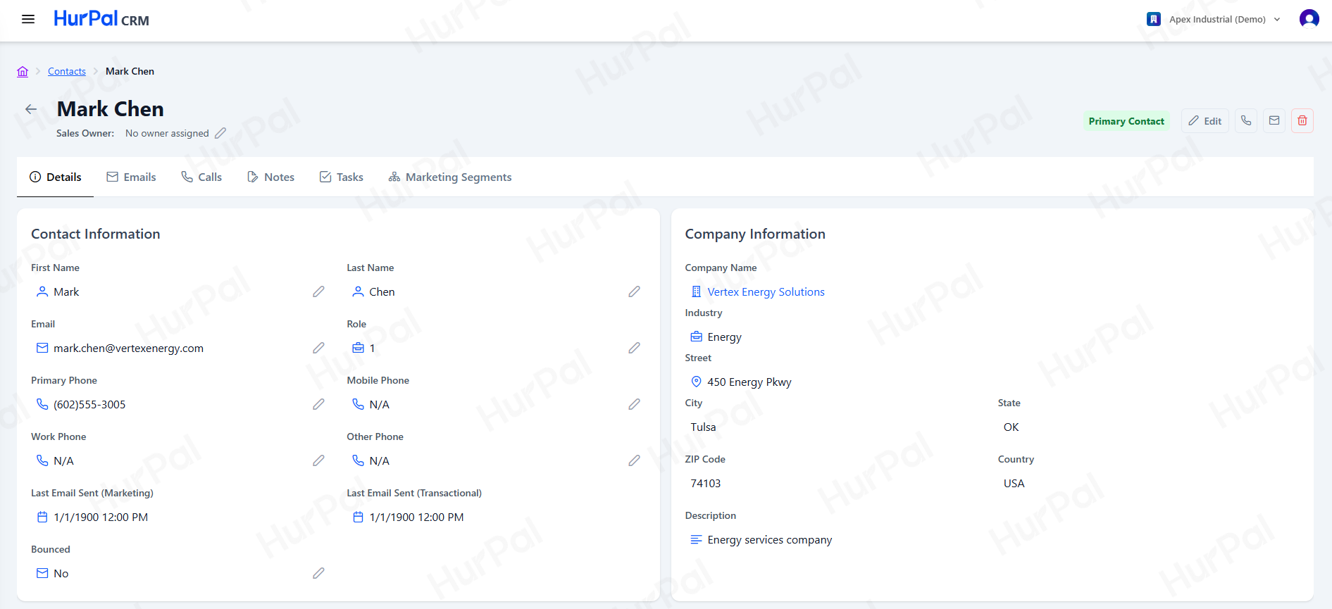 Contact detail page