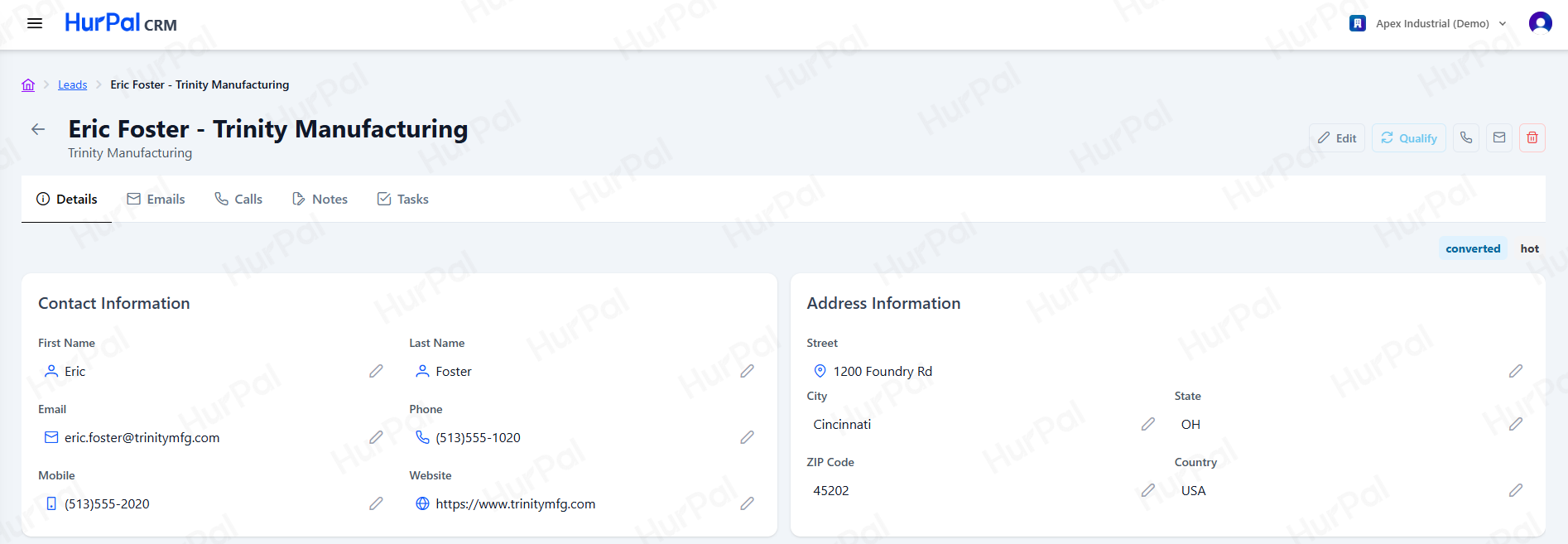 Lead detail page