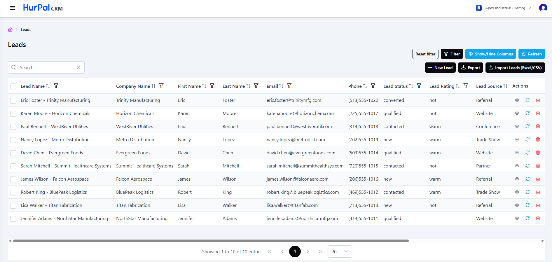 Leads list