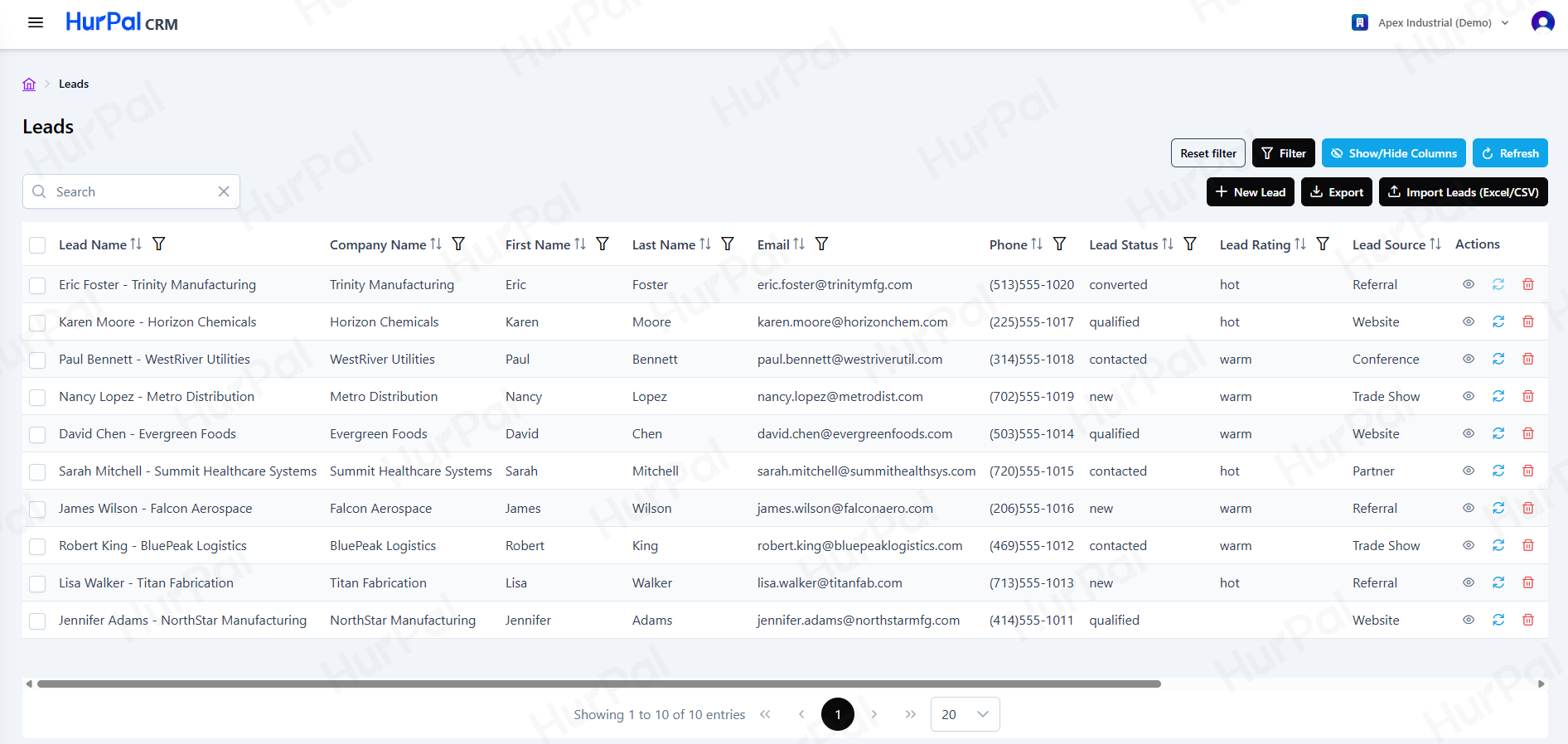 Leads list