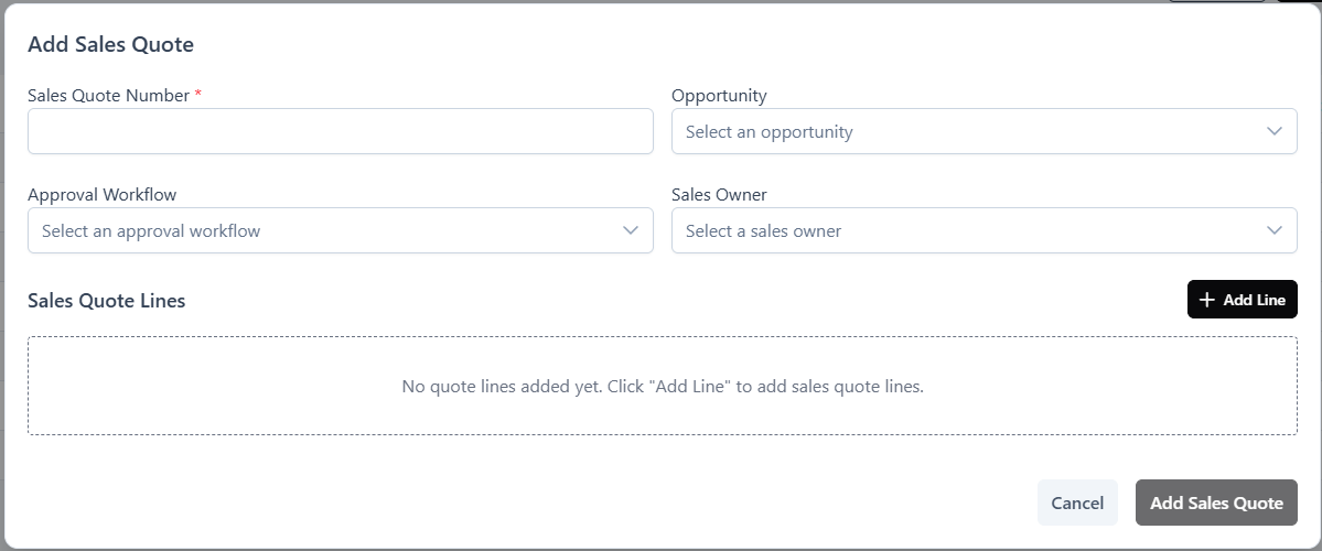 Add sales quote form