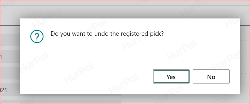 Confirmation: Do you want to undo the registered pick?